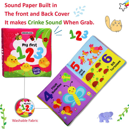 Intellibaby 6-Book Set – Soft Sensory Cloth Books for Babies, Crinkle Sound & Washable, Early Learning Themes Animals,Fruits,Numbers,Non-Toxic & Educator Recommended,Gift for Babies & Toddlers